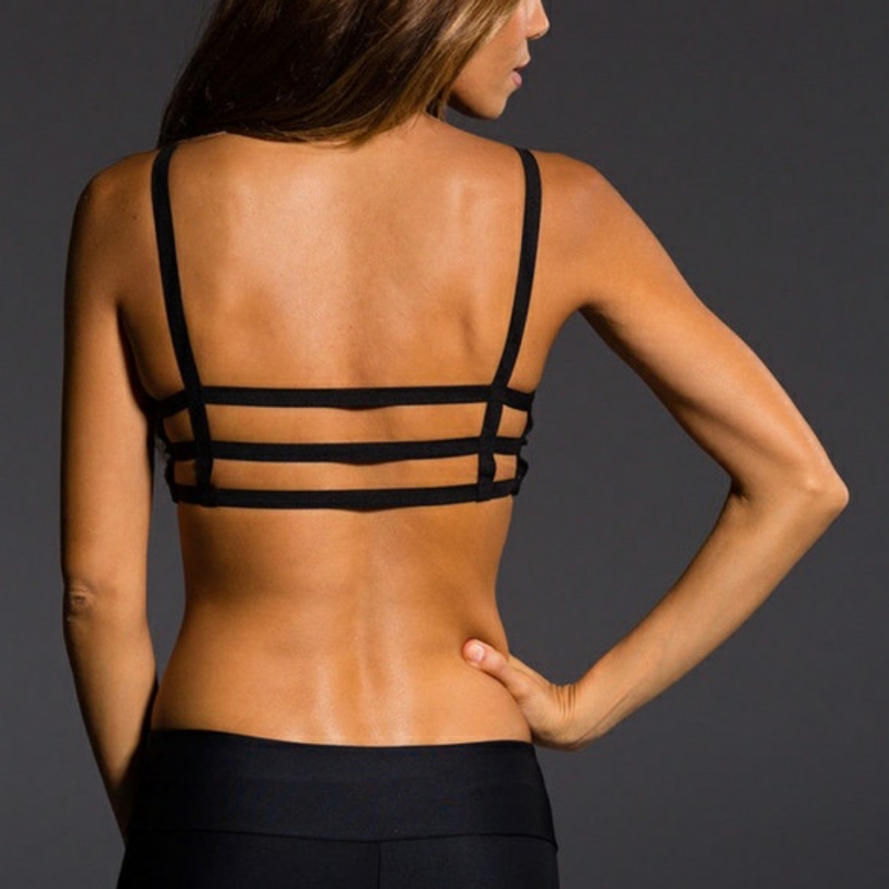 Onzie Bra Cage Back White Black Small Medium Yoga